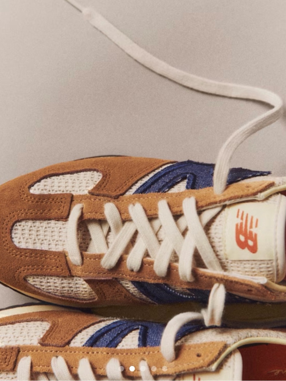 Sezane Retro Runner Sneakers in Tan, Blue, Cream - Picture 3 of 9